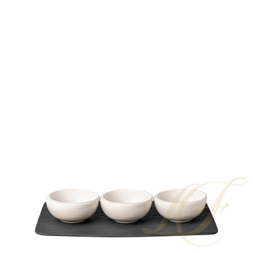 Набор 3 чаши для соуса с подносом 28см коллекции New Moon бренда VB