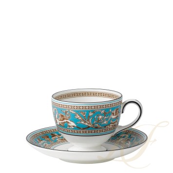 Чашка чайная с блюдцем  коллекции Florentine Turquoise бренда Wedgwood