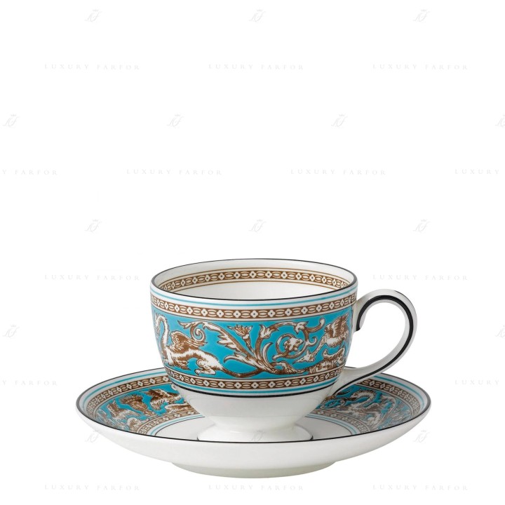 Чашка чайная с блюдцем  коллекции Florentine Turquoise бренда Wedgwood