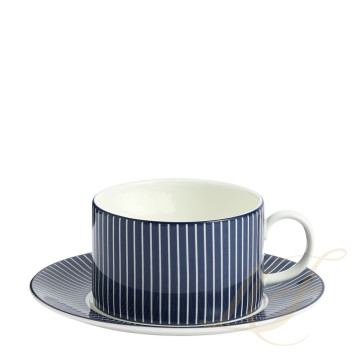 Чашка чайная с блюдцем 220мл коллекции Gio Pinstripe Blue бренда Wedgwood