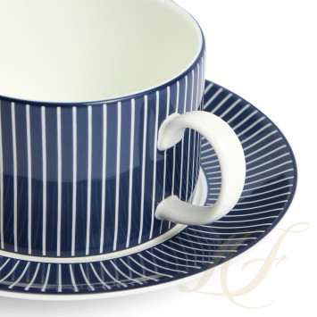 Чашка чайная с блюдцем 220мл коллекции Gio Pinstripe Blue бренда Wedgwood