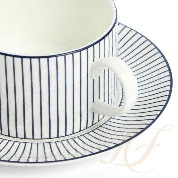 Чашка чайная с блюдцем 220мл коллекции Gio Pinstripe White бренда Wedgwood