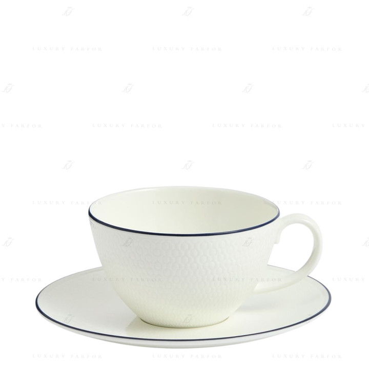 Чашка чайная с блюдцем 260мл коллекции Gio Blue Line бренда Wedgwood