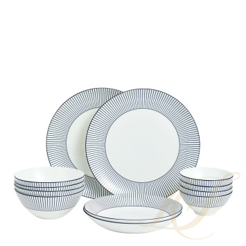 Набор из 12 предметов коллекции Gio Pinstripe White бренда Wedgwood