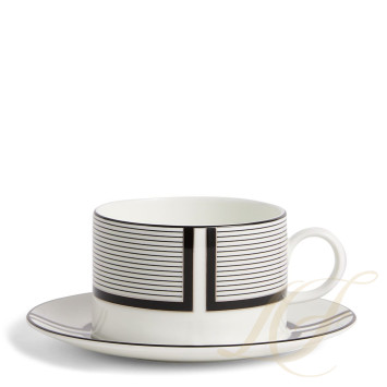 Чашка чайная с блюдцем 235мл коллекции Vera Wang - Luxe Graphite бренда Wedgwood