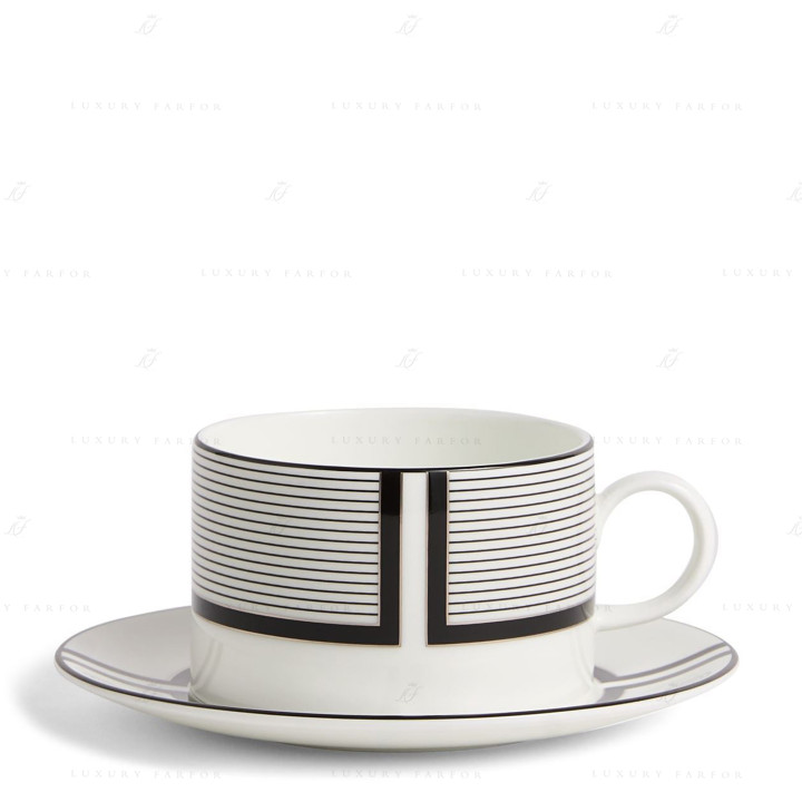 Чашка чайная с блюдцем 235мл коллекции Vera Wang - Luxe Graphite бренда Wedgwood