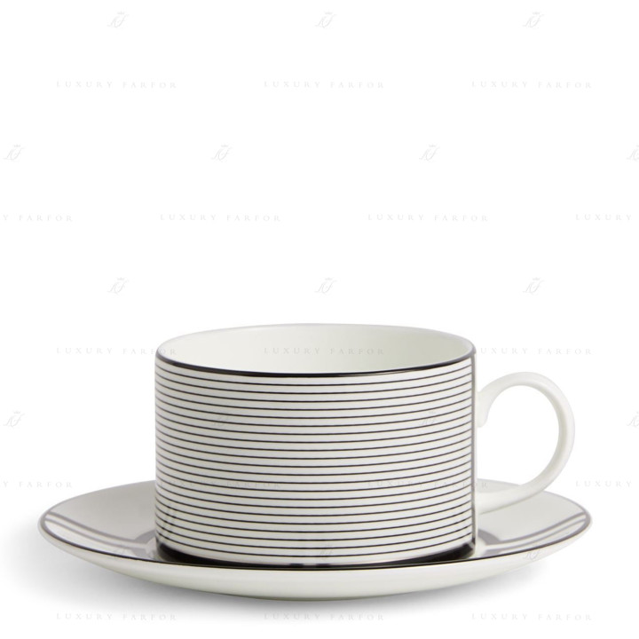 Чашка чайная с блюдцем 235мл коллекции Vera Wang - Luxe Graphite бренда Wedgwood