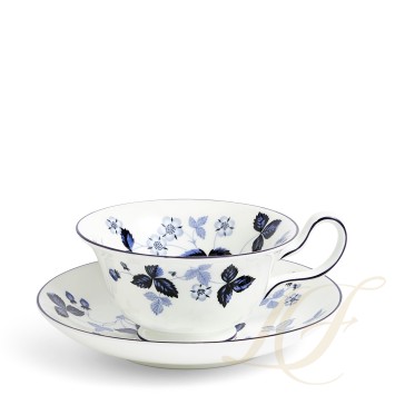 Чашка чайная с блюдцем 177мл коллекции Wild Strawberry Inky Blue бренда Wedgwood