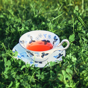 Чашка чайная с блюдцем 177мл коллекции Wild Strawberry Inky Blue бренда Wedgwood