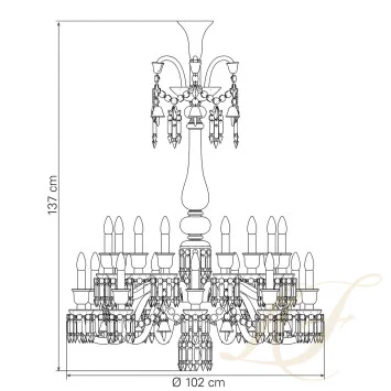 Люстра на 18 свечей (длинный) 136 x 102см коллекции Zenith Flou бренда Baccarat
