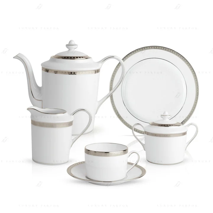 Кофейный сервиз на 6 персон коллекции Athena Platine бренда Bernardaud