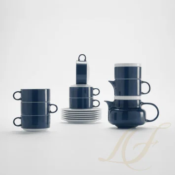 Чайный сервиз на 6 персон, 15 предметов коллекции Colonna Blue Limited Re-edition бренда Richard Ginori